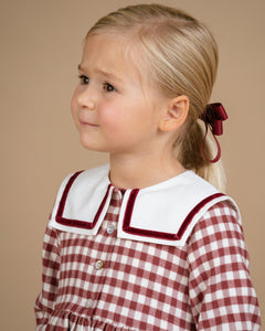 Nellie Dress in Emerised Burgundy Check
