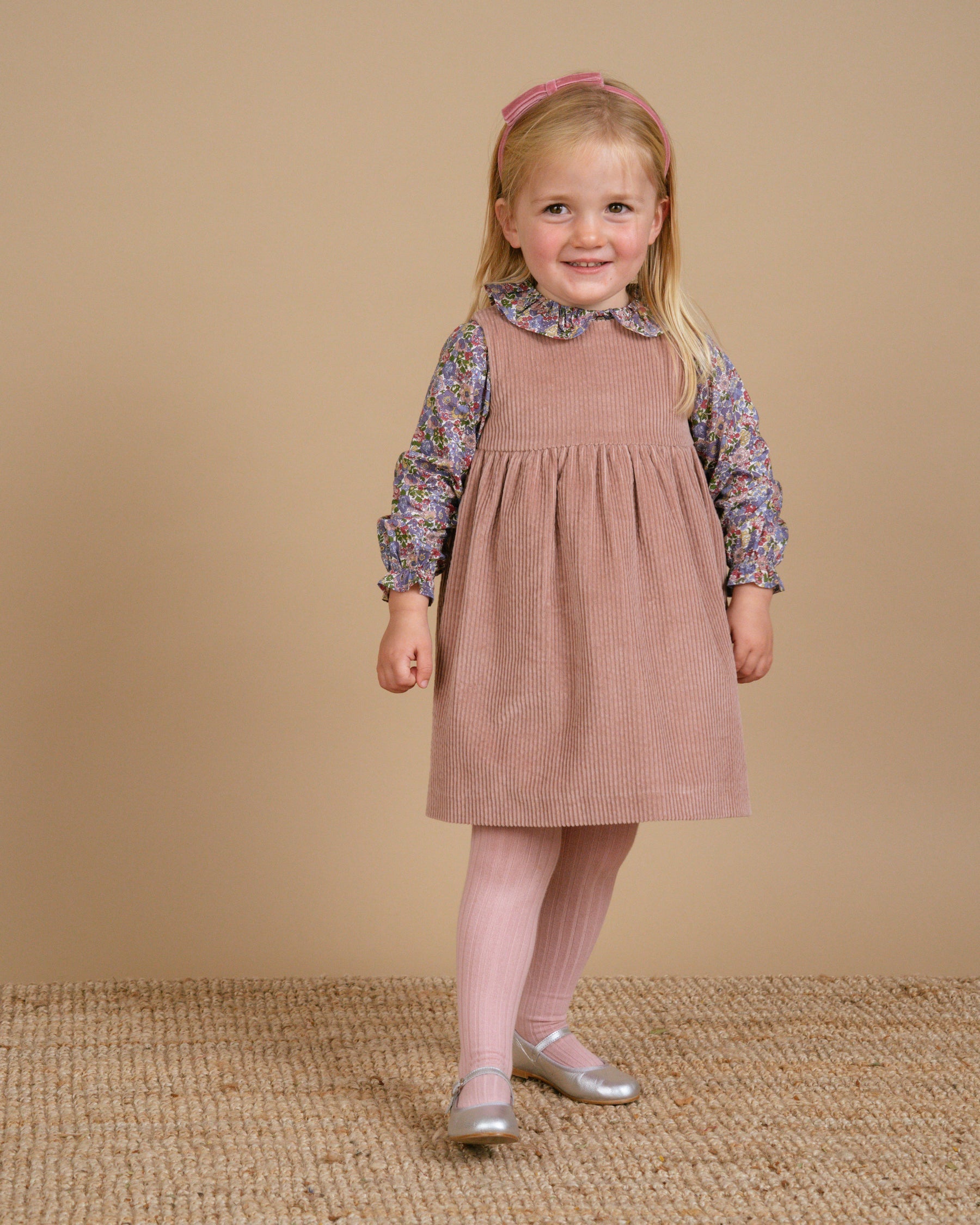 Pichi Dress in Dusty Pink Corduroy