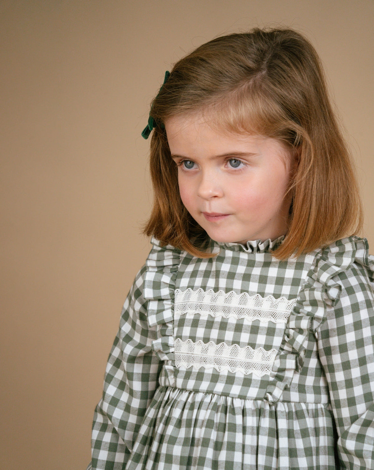 Soledad Dress in Khaki Vichy