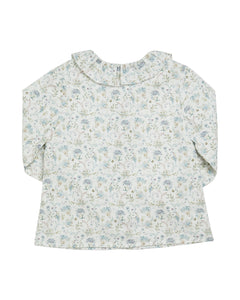 Floral patterned blouse on a white background