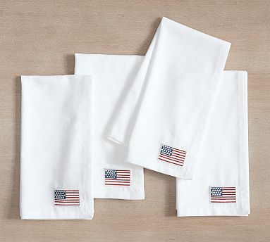 American Flag Icon Cotton/Linen Napkins - Set of 4