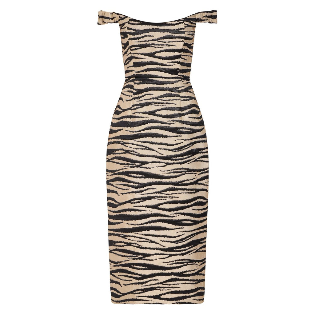 amina-zebra-striped-midi-dress