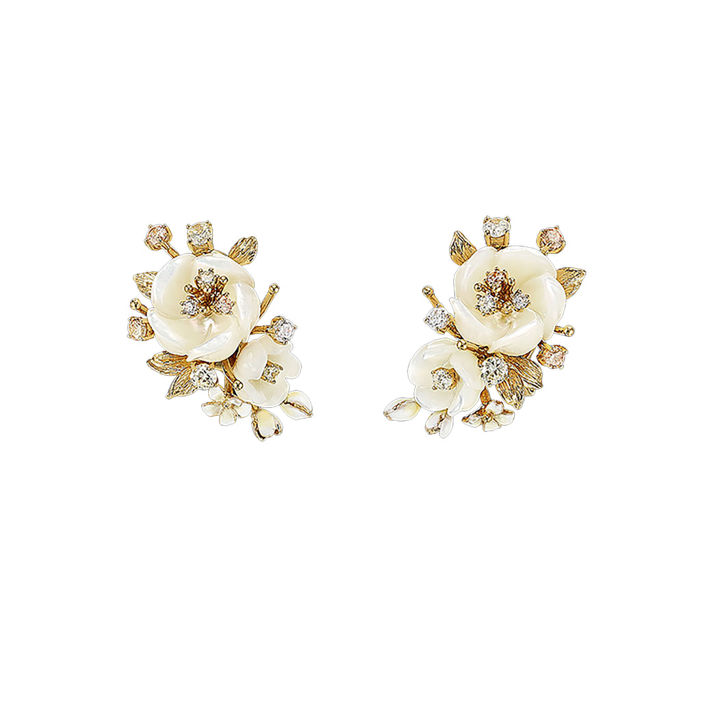 Ivory Floral Cluster Earrings