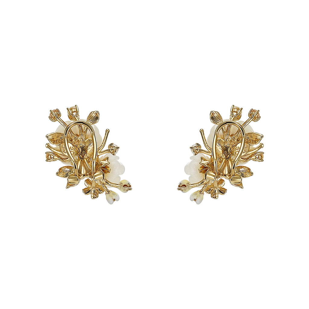 Ivory Floral Cluster Earrings