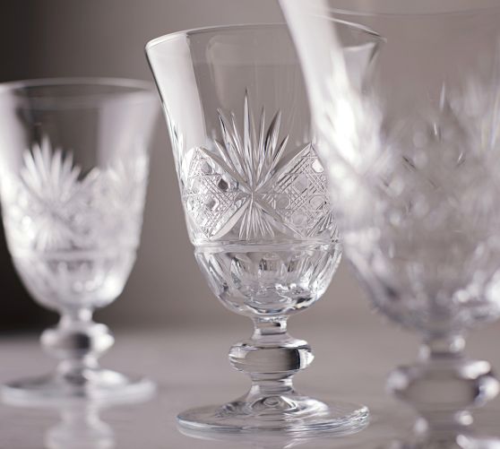 Antique Cut Glass Goblets, Set of 4
