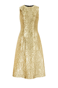 Anv Dress in Gold Metallic Jacquard