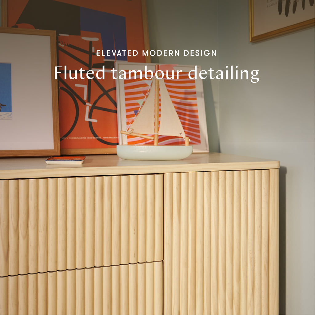 Pogo Tambour Assembled Dresser in Blonde