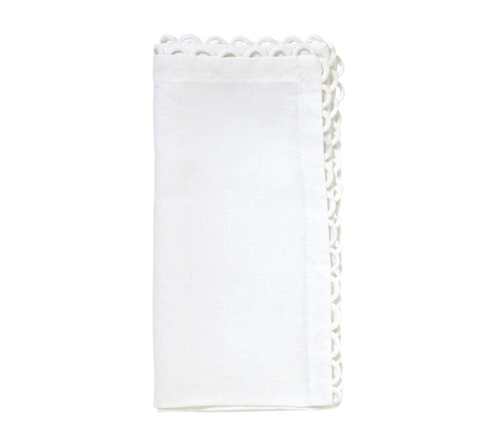 Loop Edge Napkin in White, Set of 4