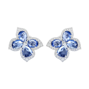 Artemis Blue Sapphire and Diamond Earrings - Jewelry - RUCHI New York
