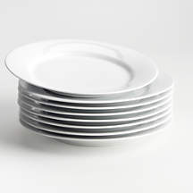 Aspen Rimmed Porcelain Dinner Plates, Set of 8