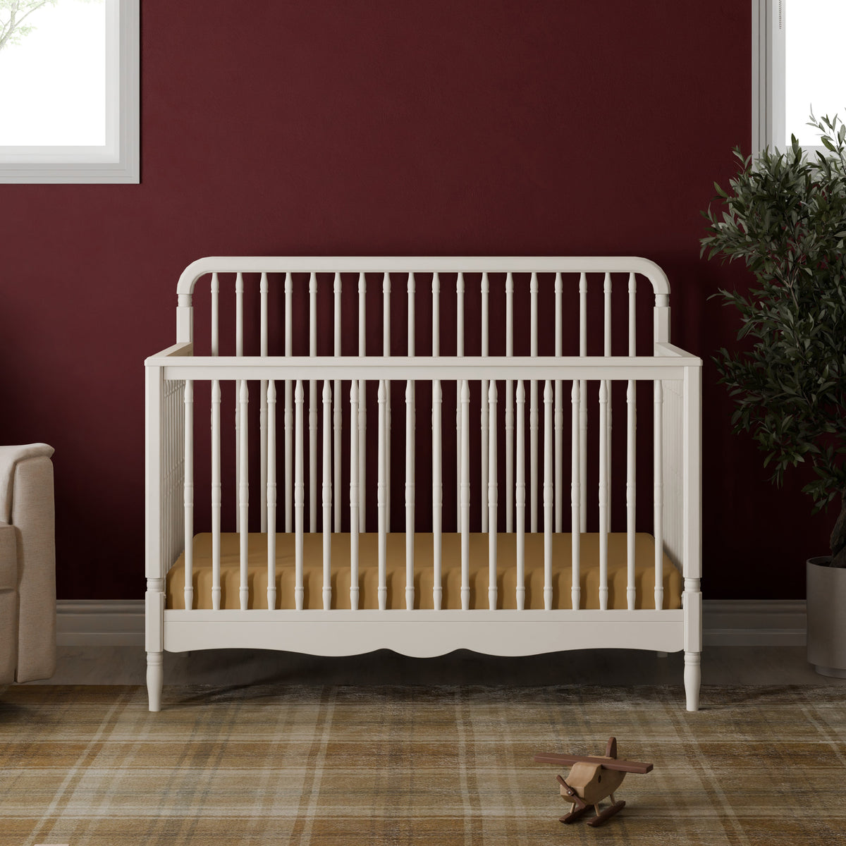 Liberty 4-in-1 Convertible Spindle Crib in Warm White