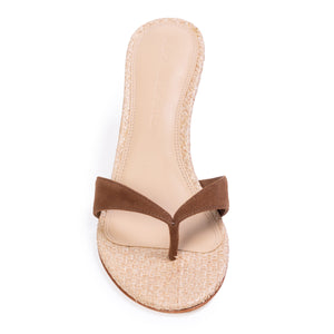 Aura 70 Mule in Raffia/Bourbon Suede