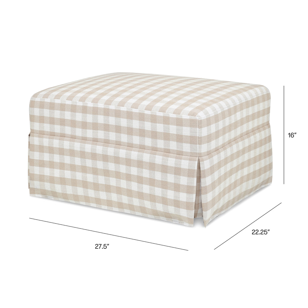 Crawford Gliding Ottoman in Tan Gingham