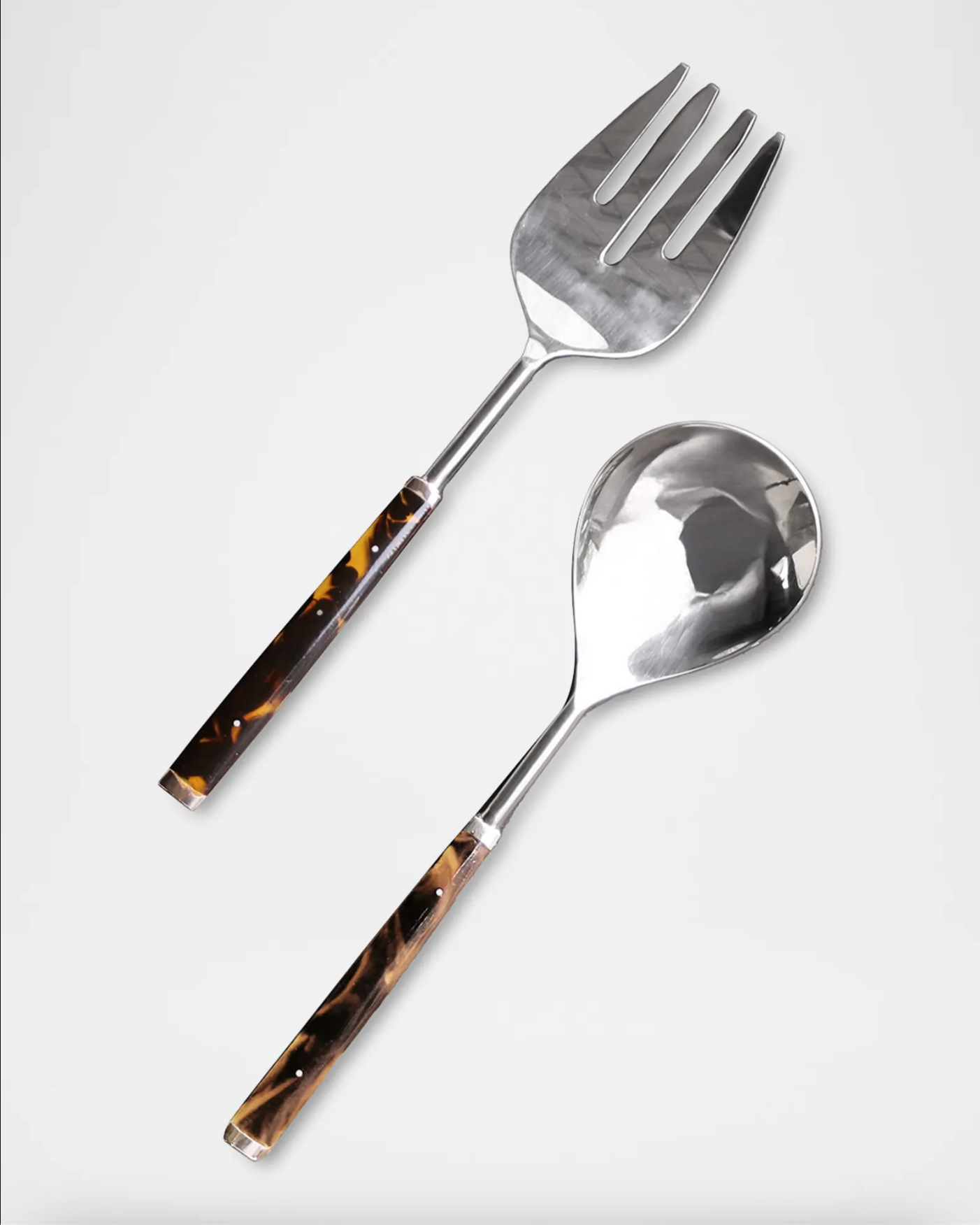 Beatriz Ball 2-Piece Tortoise and Gold Stainless Salad Servers