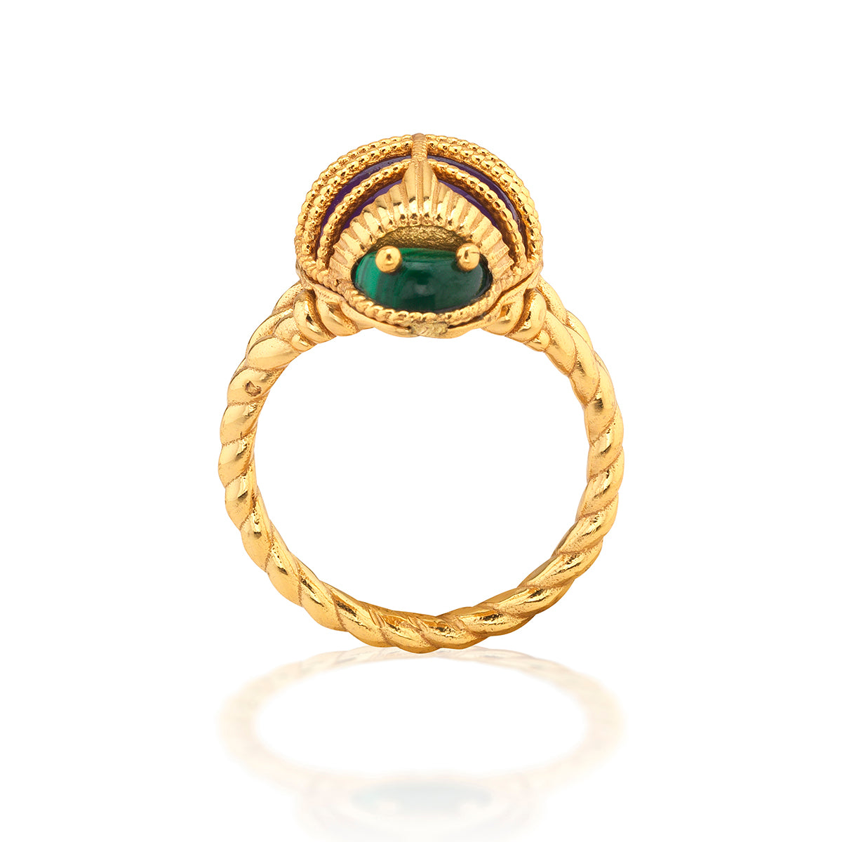 Scarab Petite Ring in Malachite/Amethyst