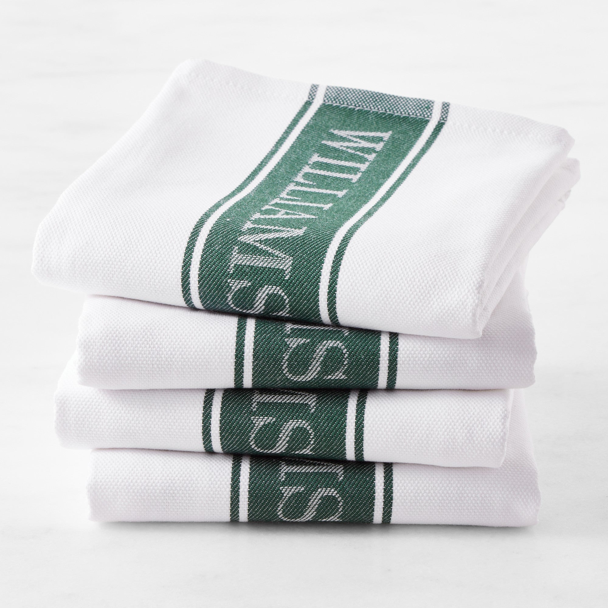 Dark Green Williams Sonoma Classic Logo Towels, Set of 4