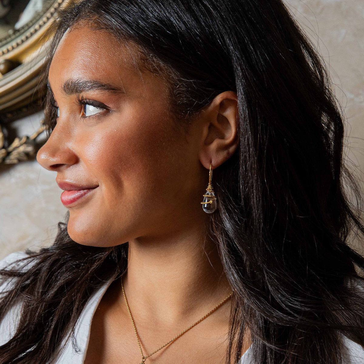 Lily Drop Earrings in Clear Quartz