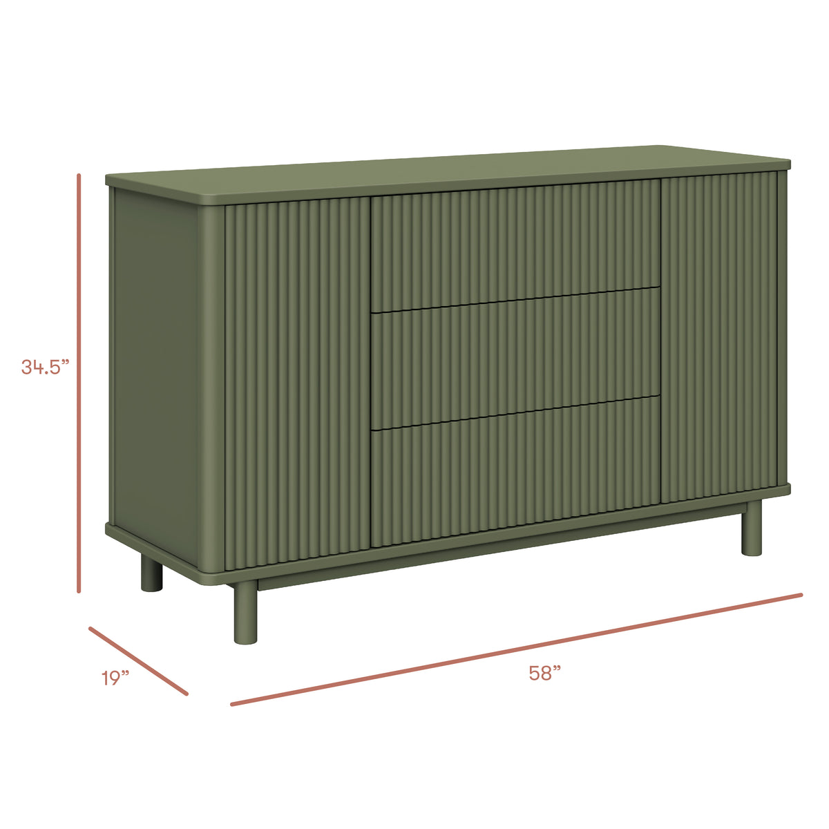 Pogo Tambour Assembled Dresser in Olive