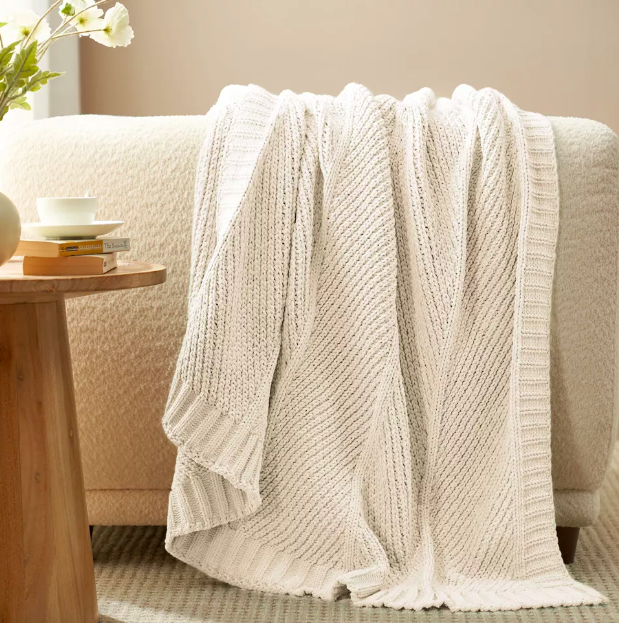 Chenille Knit Chunky Throw Blanket-Amelie Home