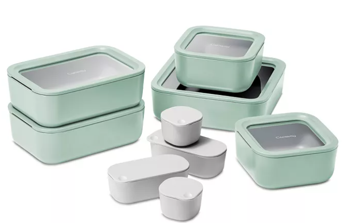 Caraway14-Piece Ceramic Coated Glass Food Storage Set