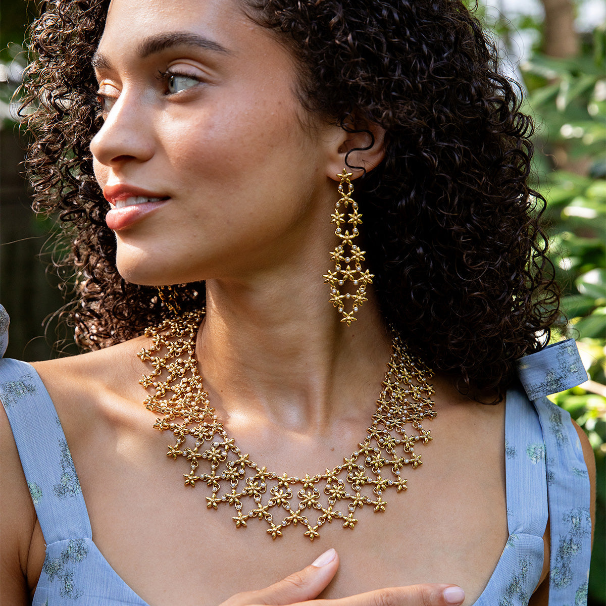 Jasmine Cascade Earrings in Pearl