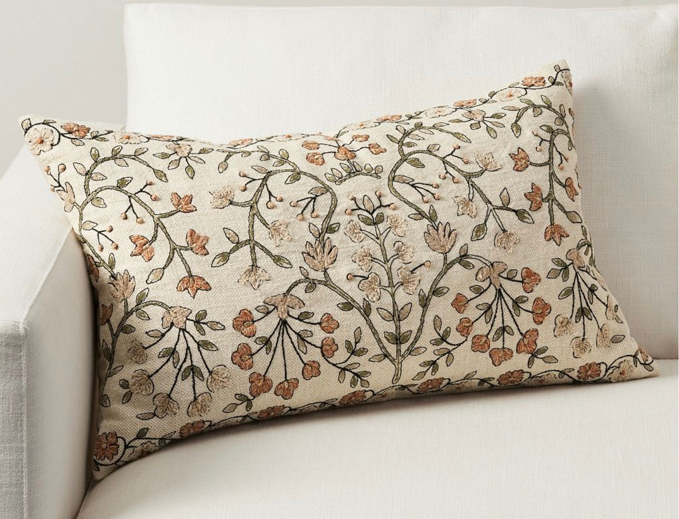 Zea Embroidered Lumbar Pillow