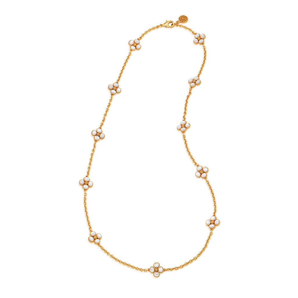 Berry Clover Double Sided Necklace 28" in MOP