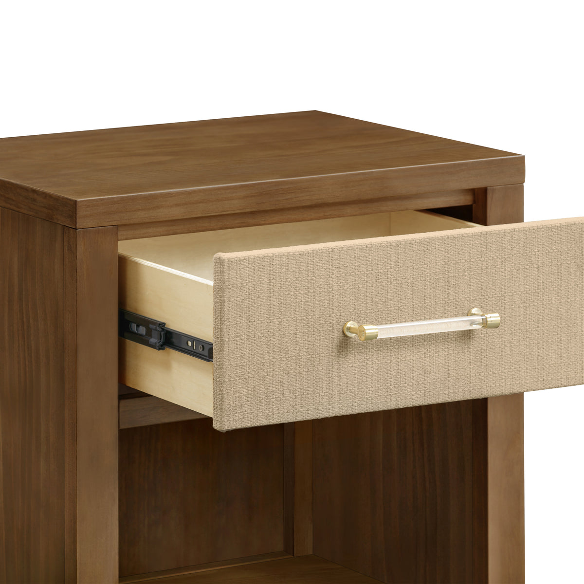 Eloise Assembled Nightstand in Natural Walnut & Performance Sand Eco-Weave