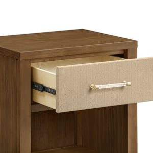 Eloise Assembled Nightstand in Natural Walnut & Performance Sand Eco-Weave