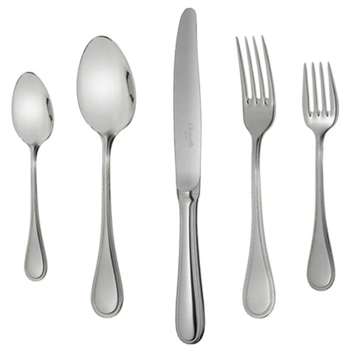 Christofle Perles 2 Stainless Steel Everday 5 piece Flatware Setting