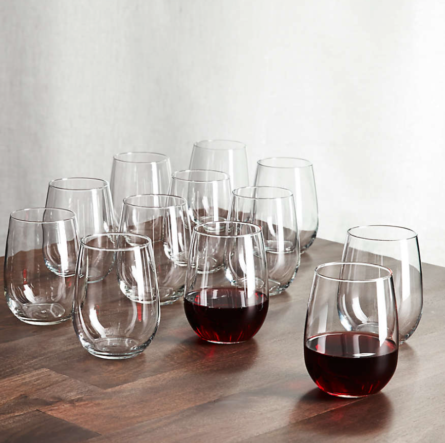 Aspen 17-Oz. Stemless Wine Glasses, Set of 12