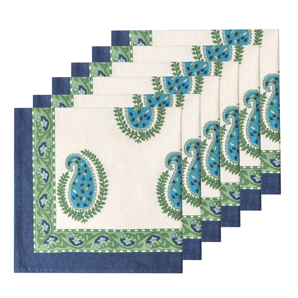 Cassis Napkins in Blue & Green, Set of 6