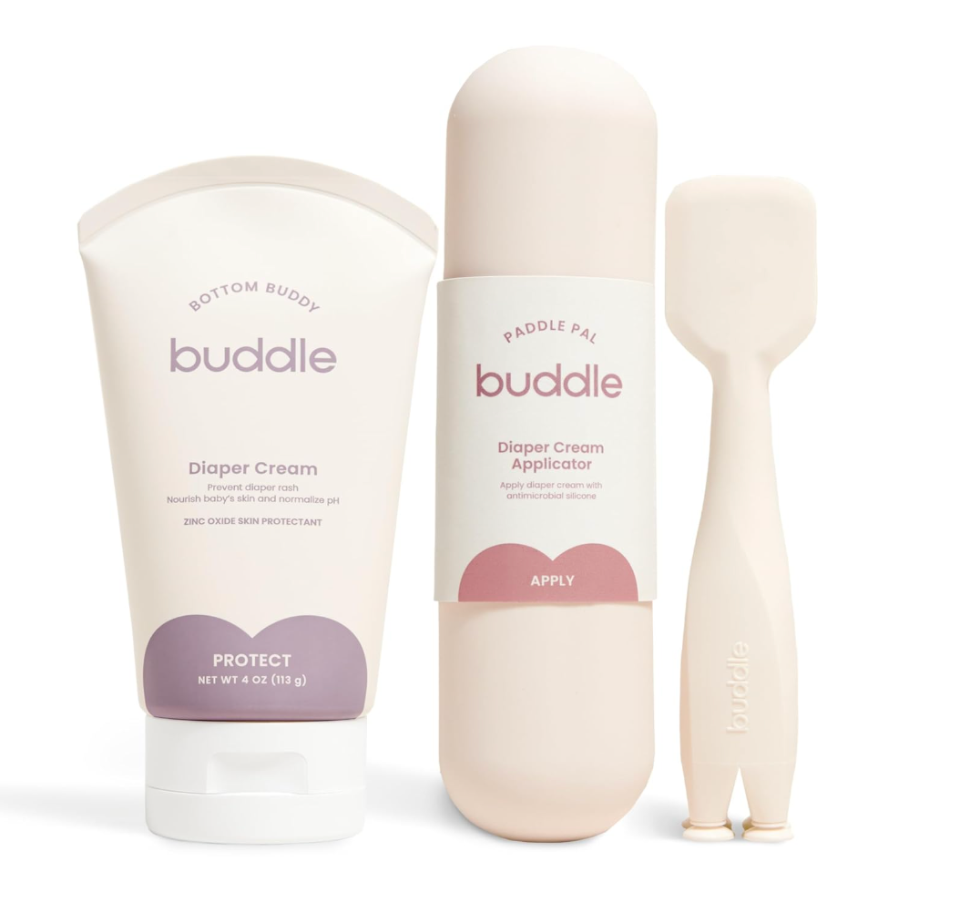 Bottom Buddy & Paddle Pal 2-Piece Kit, 20% Zinc Oxide Cream Protects Baby Skin from Diaper Rash, & Silicone Spatula Applicator, 4 oz Gift Set