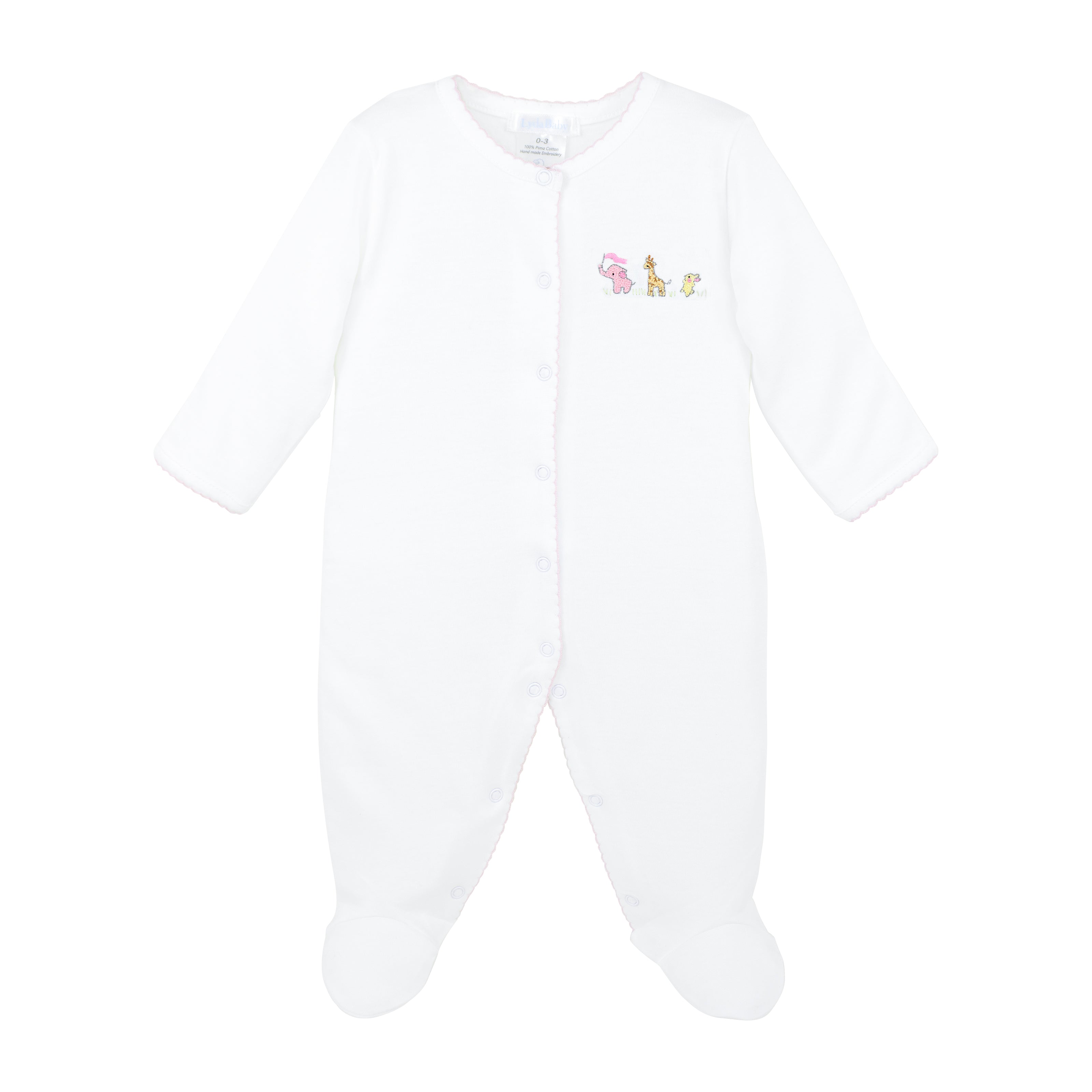 Baby Animals Embroidery Footie | Baby Girl