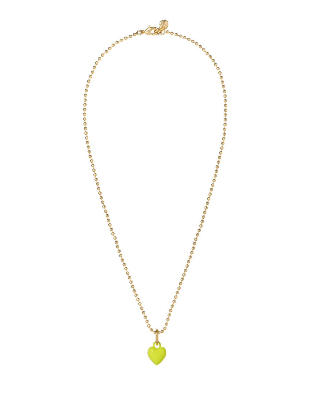 The Itsy Bitsy Puffy Heart Charm Necklace in Chartreuse