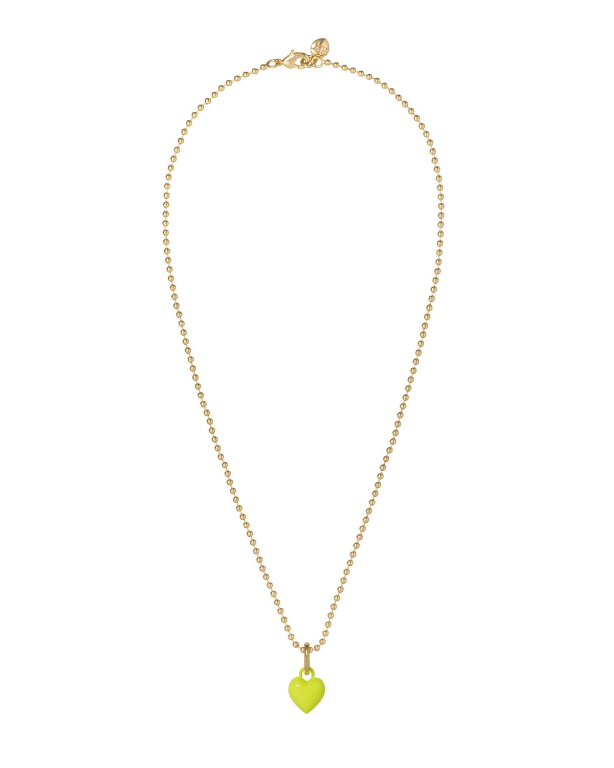 The Itsy Bitsy Puffy Heart Charm Necklace in Chartreuse