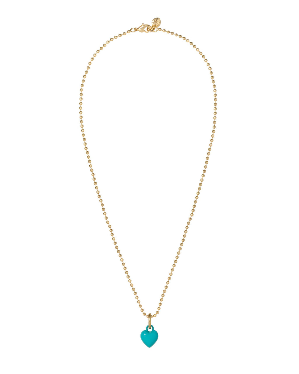 The Itsy Bitsy Puffy Heart Charm Necklace in Dark Turquoise