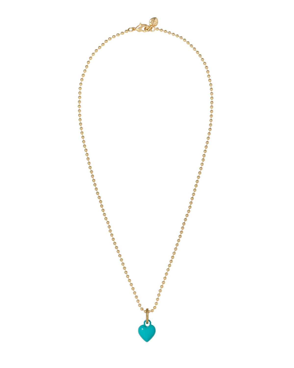 The Itsy Bitsy Puffy Heart Charm Necklace in Dark Turquoise