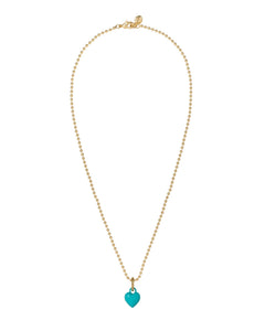 The Itsy Bitsy Puffy Heart Charm Necklace in Dark Turquoise
