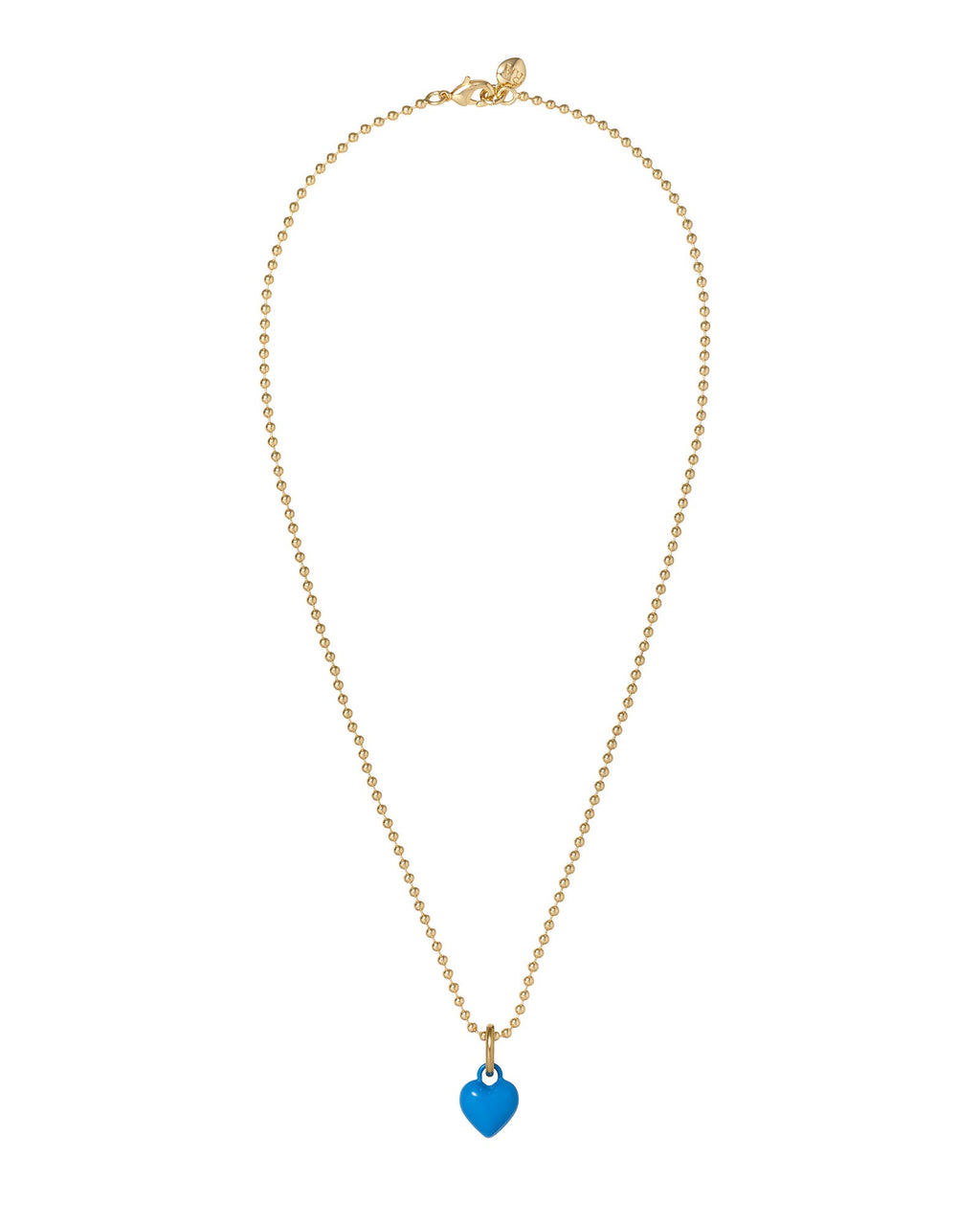 The Itsy Bitsy Puffy Heart Charm Necklace in Blue