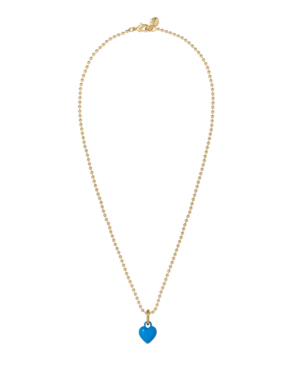 The Itsy Bitsy Puffy Heart Charm Necklace in Blue