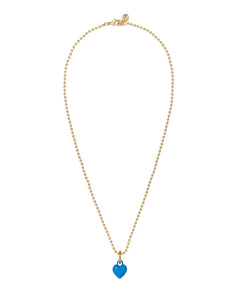 The Itsy Bitsy Puffy Heart Charm Necklace in Blue