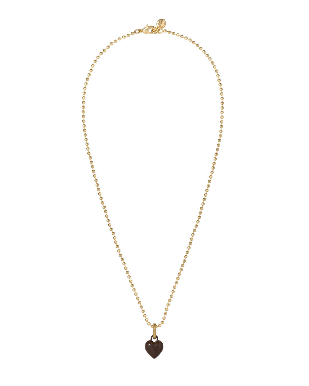 The Itsy Bitsy Puffy Heart Charm Necklace in Bark