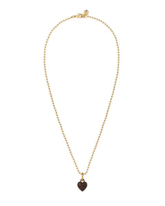 The Itsy Bitsy Puffy Heart Charm Necklace in Bark