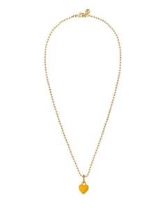 The Itsy Bitsy Puffy Heart Charm Necklace in Dark Yellow