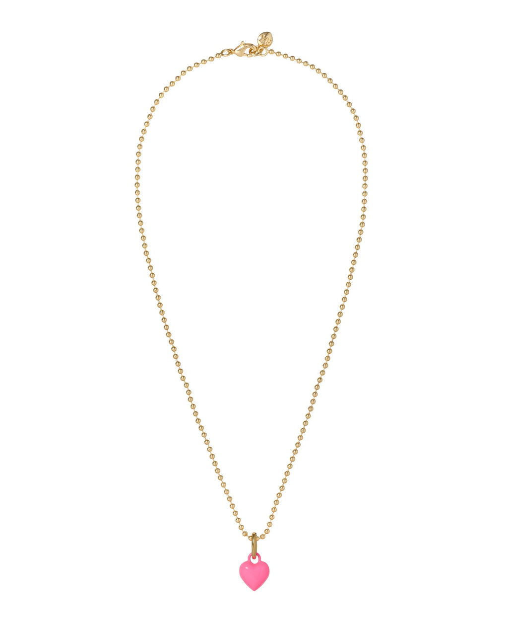 The Itsy Bitsy Puffy Heart Charm Necklace in Fuchsia