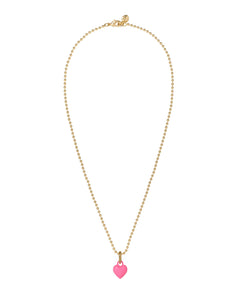 The Itsy Bitsy Puffy Heart Charm Necklace in Fuchsia