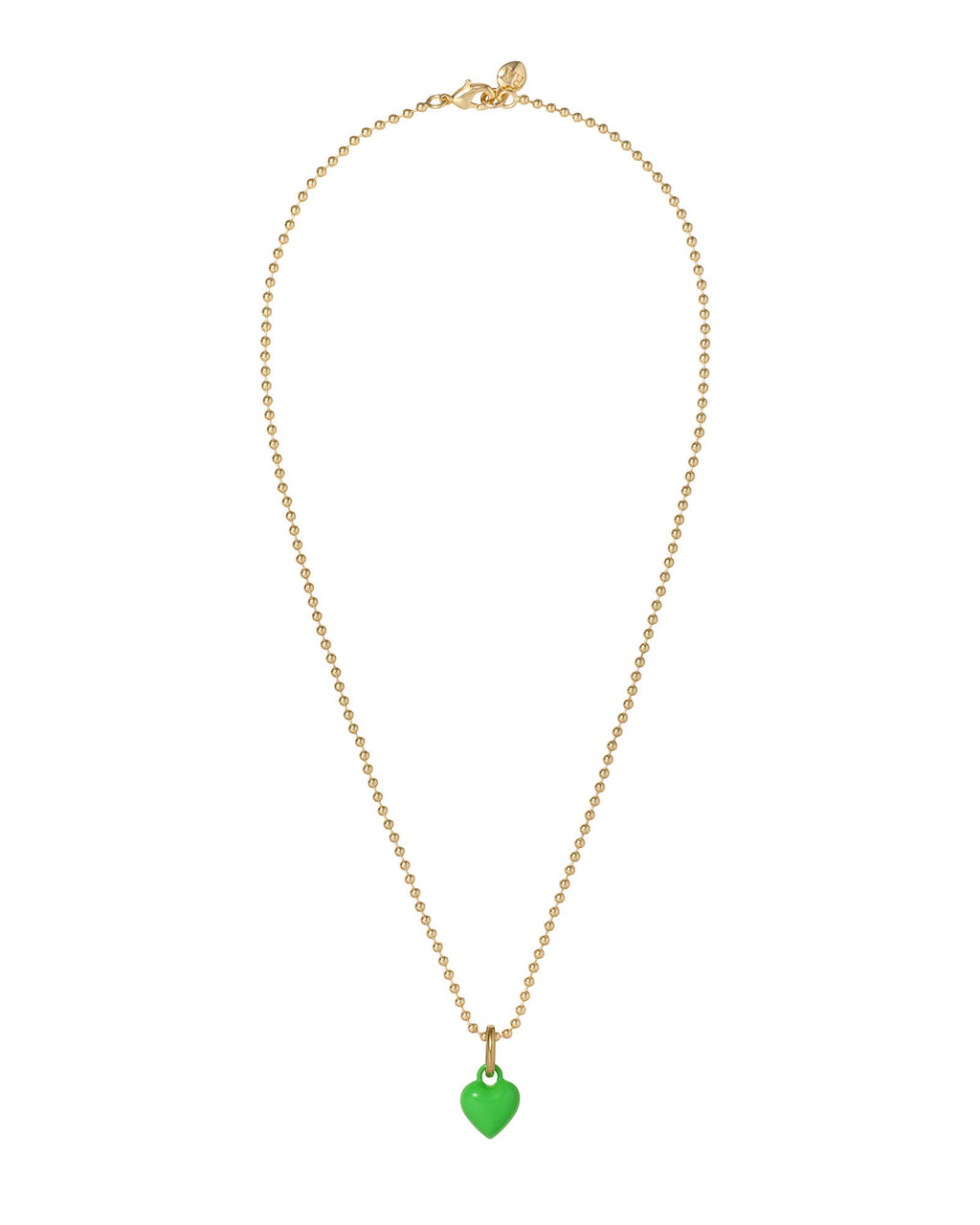 The Itsy Bitsy Puffy Heart Charm Necklace in Green Apple