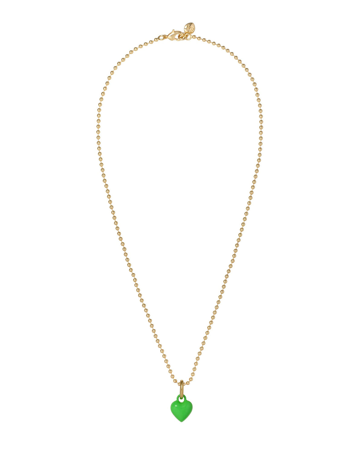The Itsy Bitsy Puffy Heart Charm Necklace in Green Apple