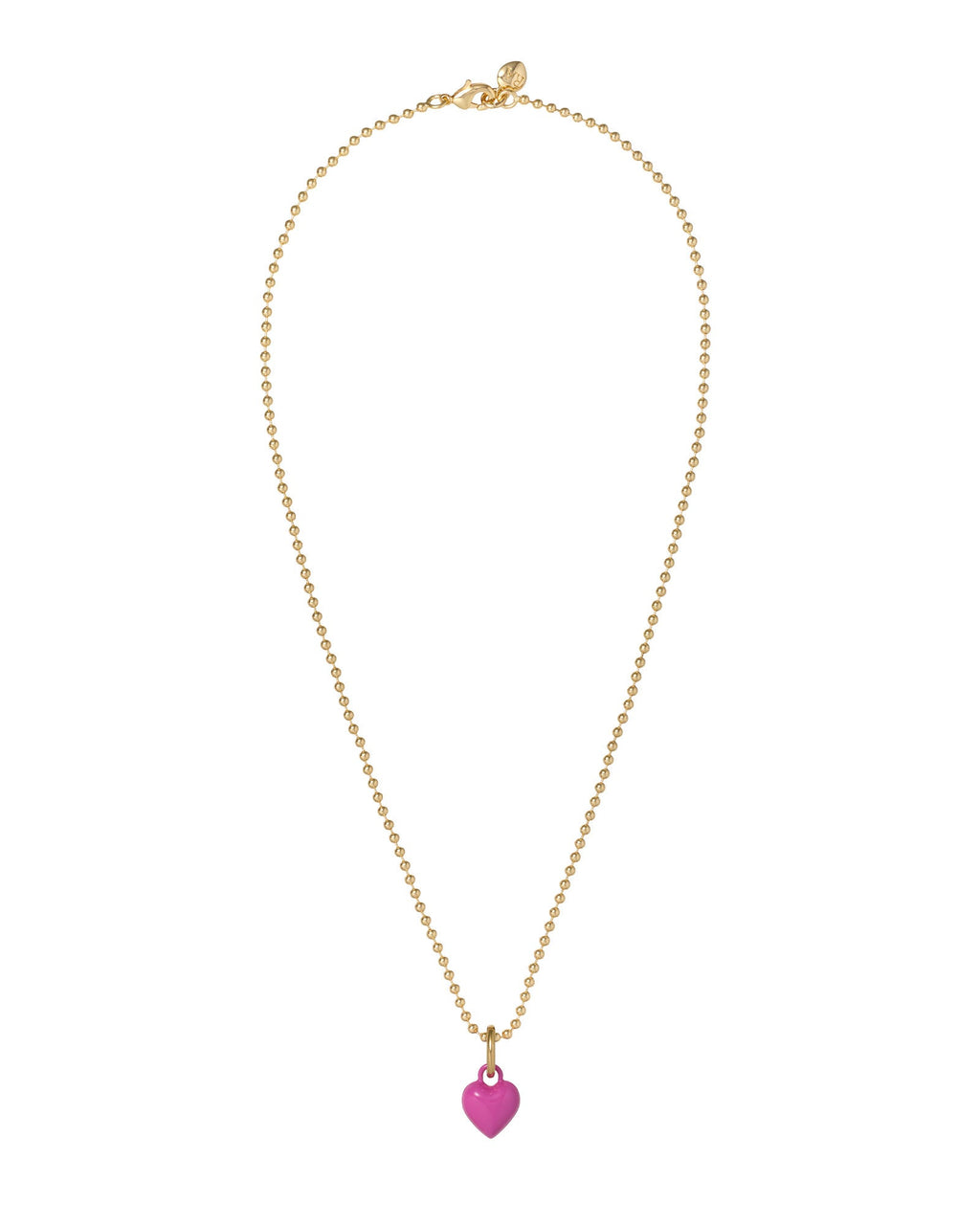 The Itsy Bitsy Puffy Heart Charm Necklace in Magenta